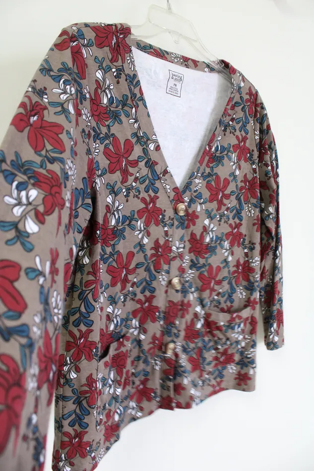 Rings Hasting Smith Hasting Smith Brown Floral Cardigan Top M Petite