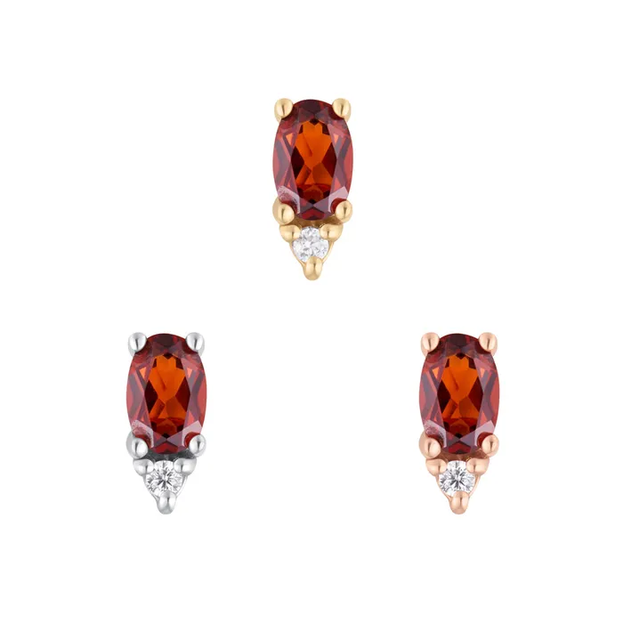 threadless Desden End in Gold with Garnet CZ Buddha Jewelry Organics Earrings
