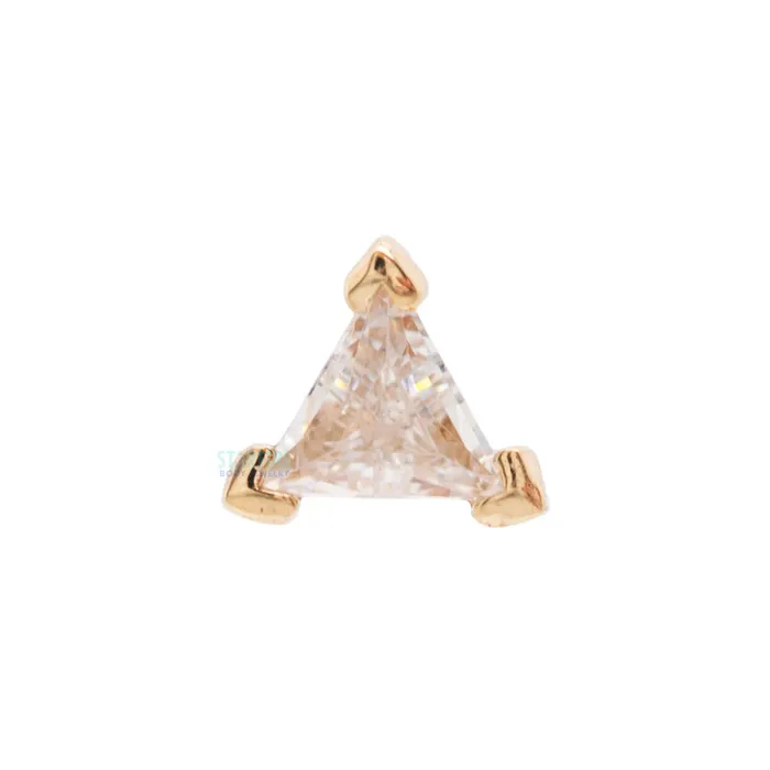 threadless Prong Trillion End in Gold with CZ Buddha Jewelry Organics Earrings