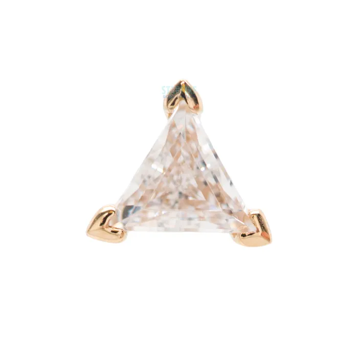 threadless Prong Trillion End in Gold with CZ Buddha Jewelry Organics Earrings