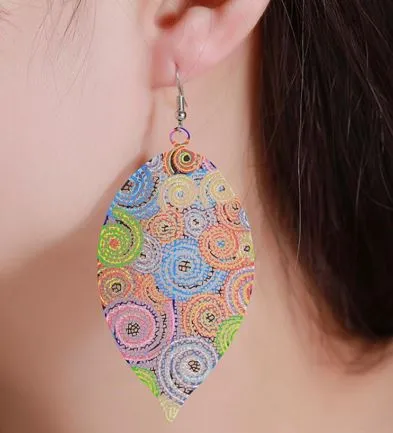 E1262 Metal Colorful Leaf Shape Earrings POLLY Earrings