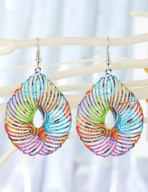 E1425 Metal Multi Color Teardrop Earrings 02 Earrings