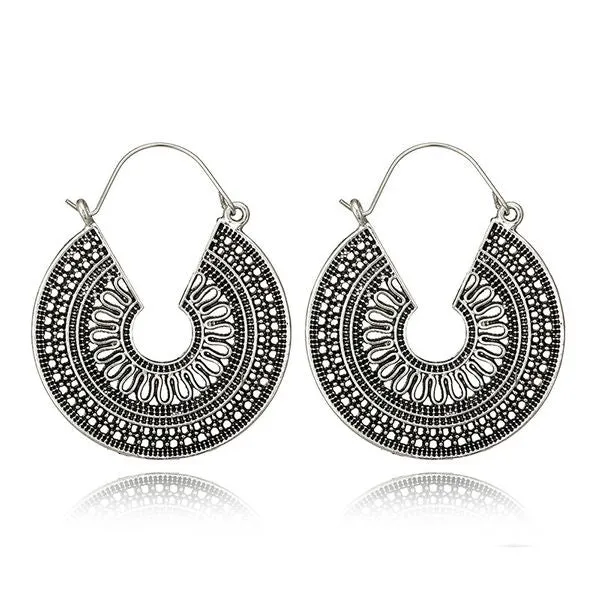 Earrings 01 E1161 Silver Round Openwork Earrings
