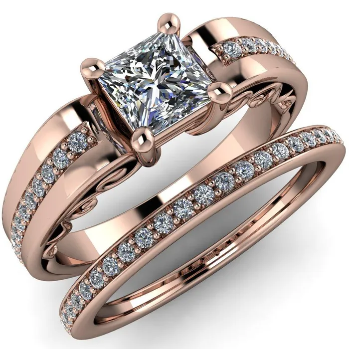 Fire Brilliance Rings Bree PrincessSquare Moissanite Wide Shank Engagement Ring