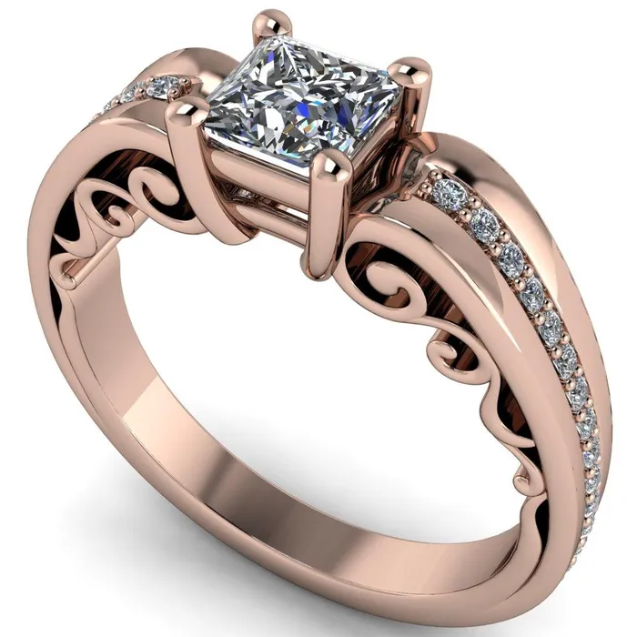 Fire Brilliance Rings Bree PrincessSquare Moissanite Wide Shank Engagement Ring