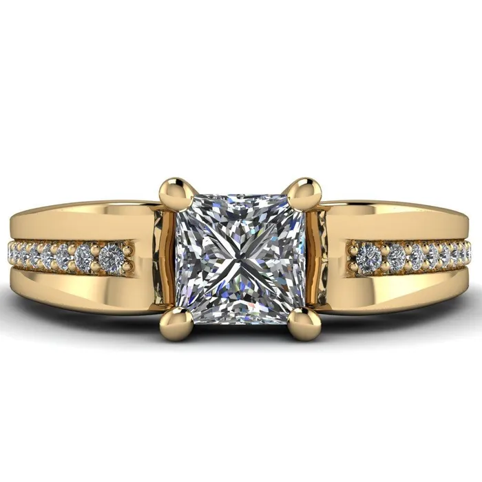 Fire Brilliance Rings Bree PrincessSquare Moissanite Wide Shank Engagement Ring