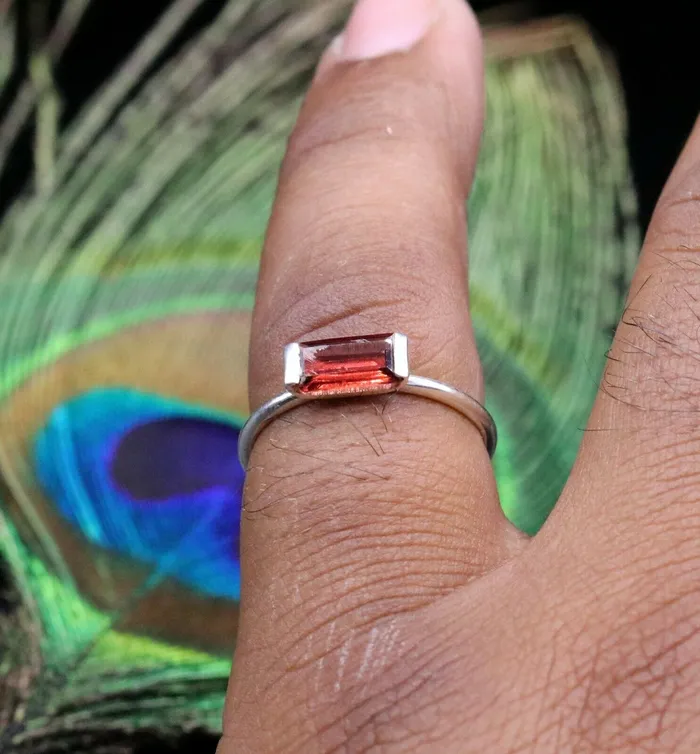 Gorgeous red garnet stone ring unisex gifting band tiny ring unisex ring sr188 TRIBAL ORNAMENTS Rings