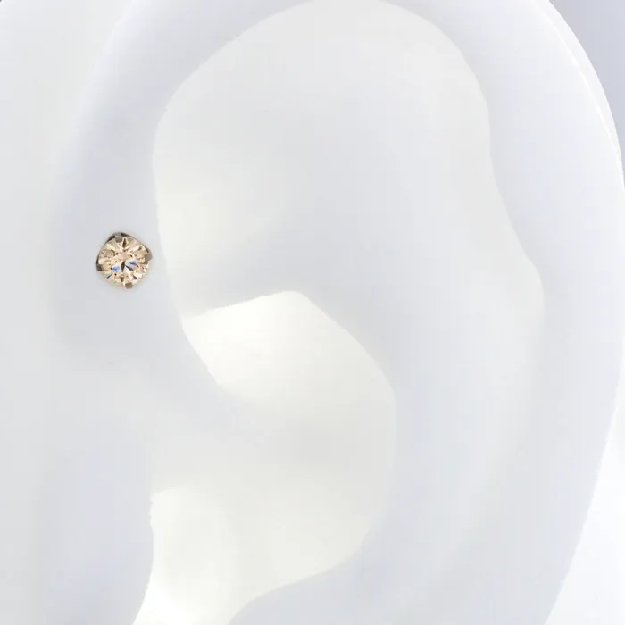 NeoMetal Inc Earrings Prong Gem Champagne CZ