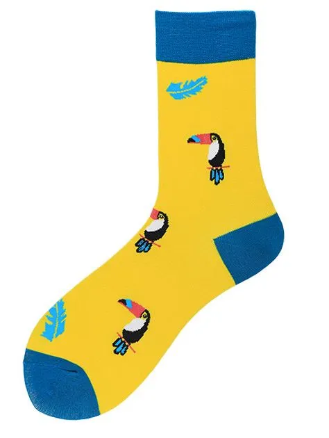 POLLY SF341 Yellow Toucan Socks Earrings
