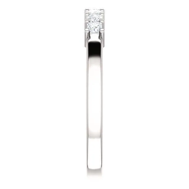 Rings Fire Brilliance Clover Princess Moissanite Shared Prongs Anniversary Band