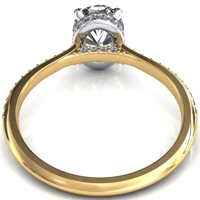 Rings Fire Brilliance Kiki Oval Center Stone 4 Prongs Claw Floating Halo 12 Pinpoint Inverted Cathedral Ring