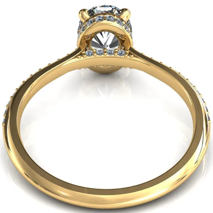 Rings Fire Brilliance Kiki Oval Center Stone 4 Prongs Claw Floating Halo 12 Pinpoint Inverted Cathedral Ring