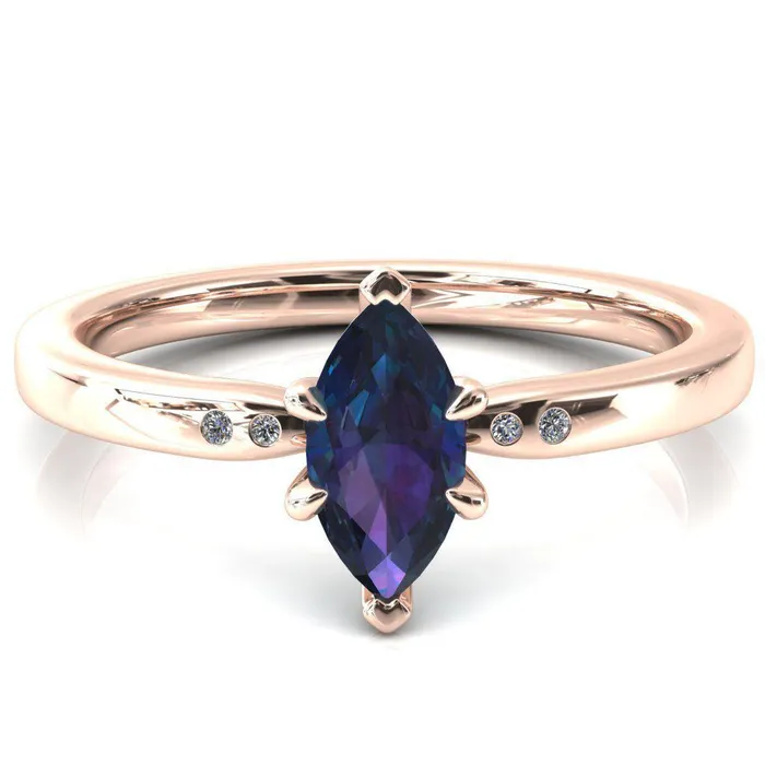 Rings Maise Marquise Alexandrite 6 Prong Diamond Accent Engagement Ring Fire Brilliance 