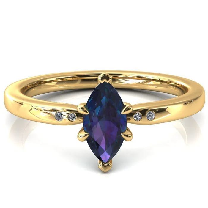 Rings Maise Marquise Alexandrite 6 Prong Diamond Accent Engagement Ring Fire Brilliance 