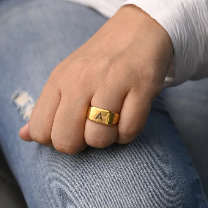 Rings Personalized Engraved Letter Ring Custom Initial Ring Jewelvers Rings Personalized Engraved Letter Ring Custom Initial Ring Jewelvers