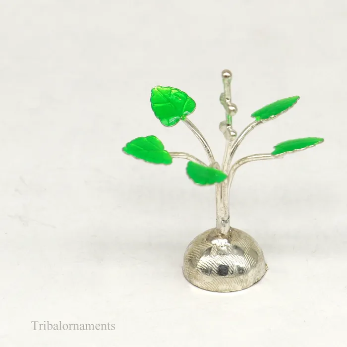 Rings Solid sterling silver handmade mini tulsi plant basil rosary plant for puja temple article excellent customized silver utensils su447 TRIBAL ORNAMENTS