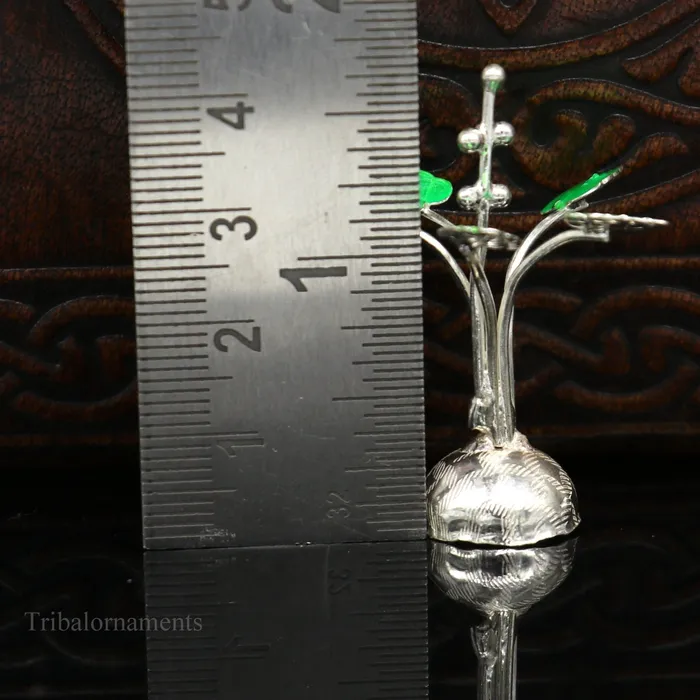 Rings Solid sterling silver handmade mini tulsi plant basil rosary plant for puja temple article excellent customized silver utensils su447 TRIBAL ORNAMENTS