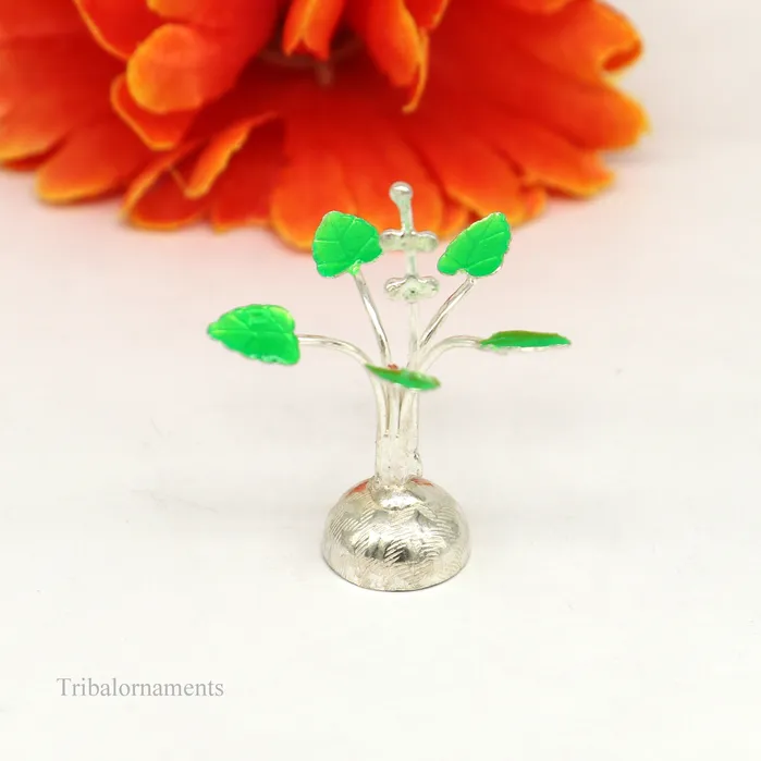 Rings Solid sterling silver handmade mini tulsi plant basil rosary plant for puja temple article excellent customized silver utensils su447 TRIBAL ORNAMENTS