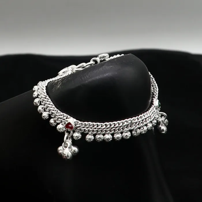 TRIBAL ORNAMENTS Bracelets 6 inch handmade solid sterling silver baby kids ankle bracelet unisex new born baby anklet foot bracelet customized charm bracelet ank387