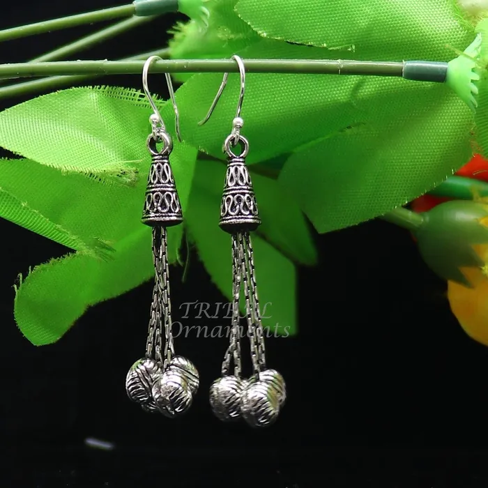 TRIBAL ORNAMENTS Earrings 925 sterling silver handmade fabulous hoops earring with gorgeous hanging drops customized large earring personalized gift s1142