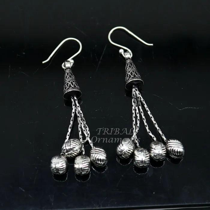 TRIBAL ORNAMENTS Earrings 925 sterling silver handmade fabulous hoops earring with gorgeous hanging drops customized large earring personalized gift s1142