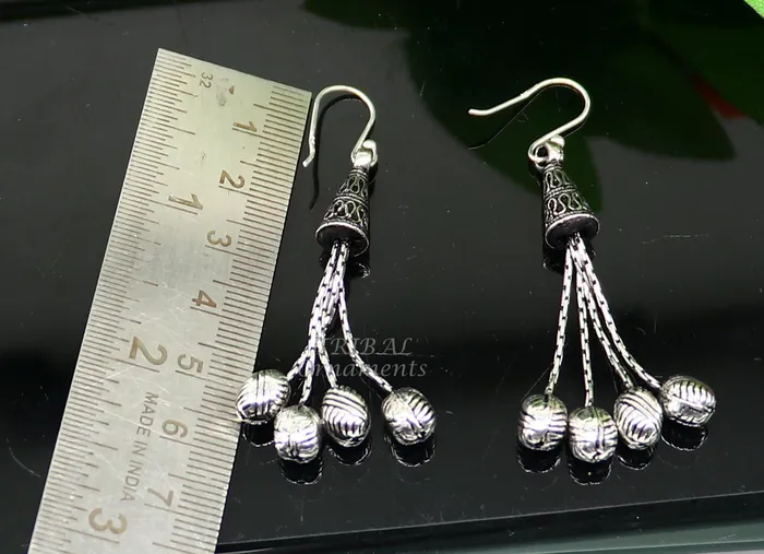 TRIBAL ORNAMENTS Earrings 925 sterling silver handmade fabulous hoops earring with gorgeous hanging drops customized large earring personalized gift s1142