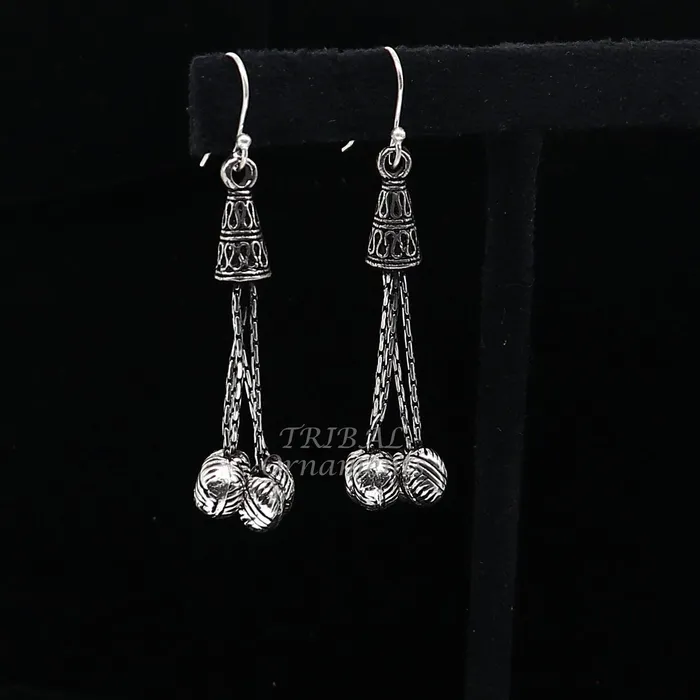 TRIBAL ORNAMENTS Earrings 925 sterling silver handmade fabulous hoops earring with gorgeous hanging drops customized large earring personalized gift s1142