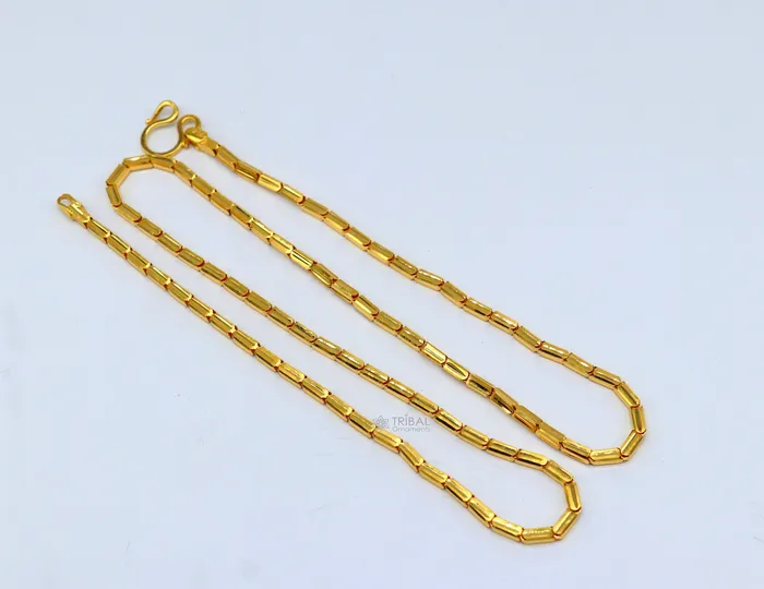 TRIBAL ORNAMENTS Necklaces 22 karat yellow gold Hallmarked baht chain stylish chain gifting for both men and girls best jewelry from india gch580