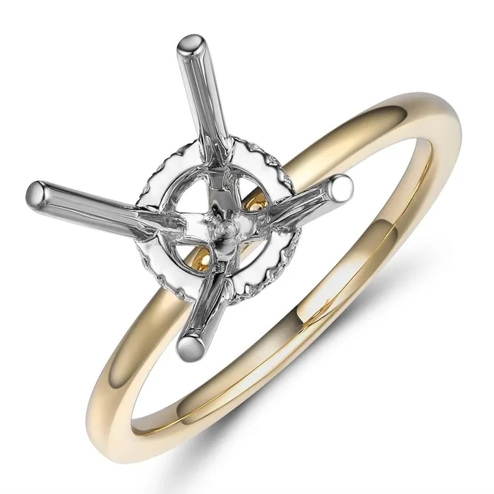 18K Yellow Gold Ring with 18K White Gold Round Hidden Halo Diamond Head Engagement Collections Rings 18K Yellow Gold Ring with 18K White Gold Round Hidden Halo Diamond Head Engagement Collections Rings