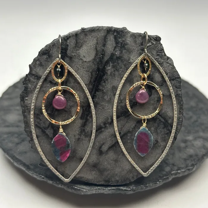 Calliope Earrings Large Almond Ruby in Zoisite Earrings