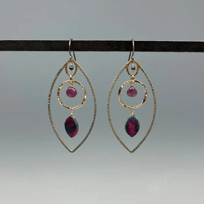 Calliope Earrings Large Almond Ruby in Zoisite Earrings