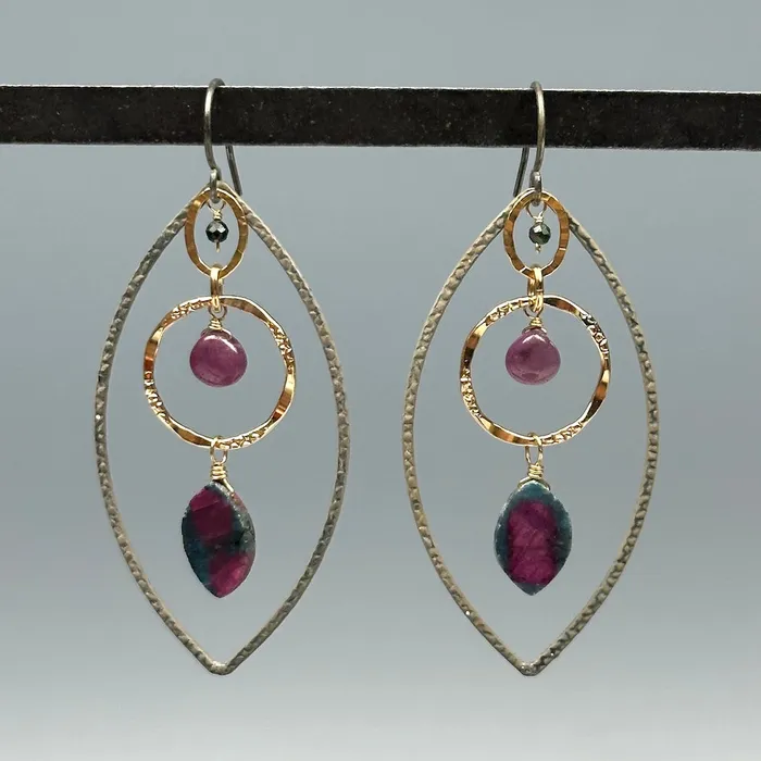 Calliope Earrings Large Almond Ruby in Zoisite Earrings