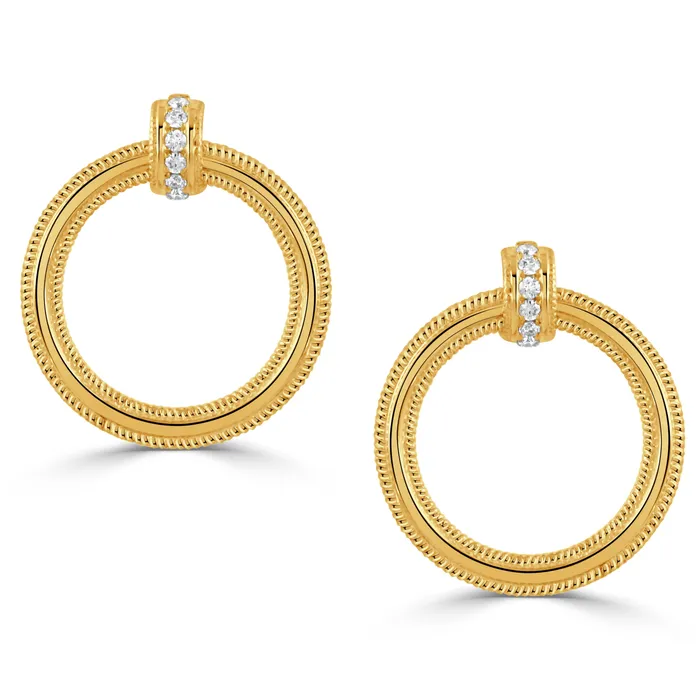Croghans Earrings Diamond 18K Yellow Gold Door Knocker Earrings
