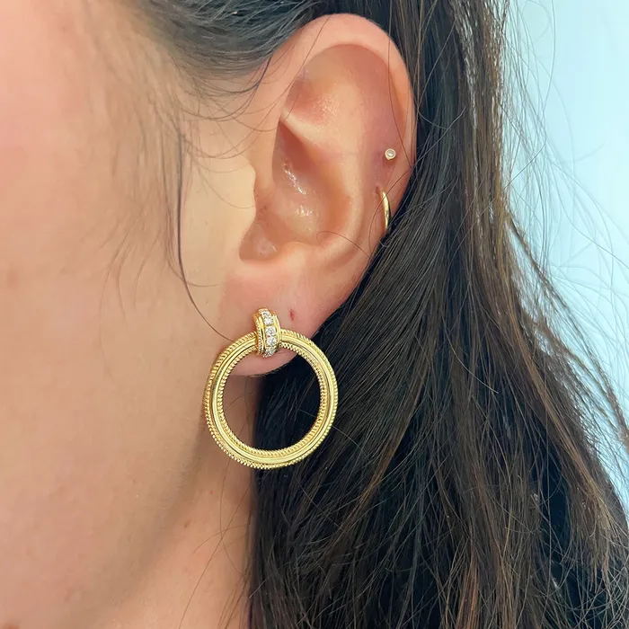 Croghans Earrings Diamond 18K Yellow Gold Door Knocker Earrings
