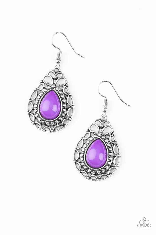 Earrings Paparazzi Earring Flirty Finesse Purple Paparazzi Jewelry