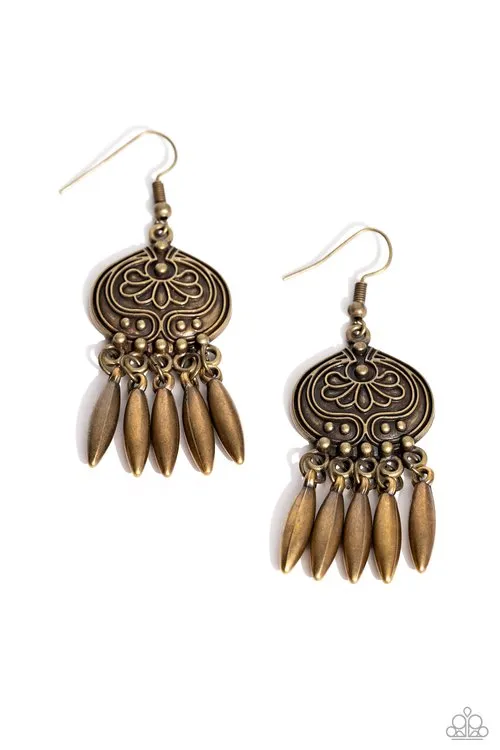 Earrings Paparazzi Earring Future PASTURE and Present Brass Paparazzi Jewelry Earrings Paparazzi Earring Future PASTURE and Present Brass Paparazzi Jewelry