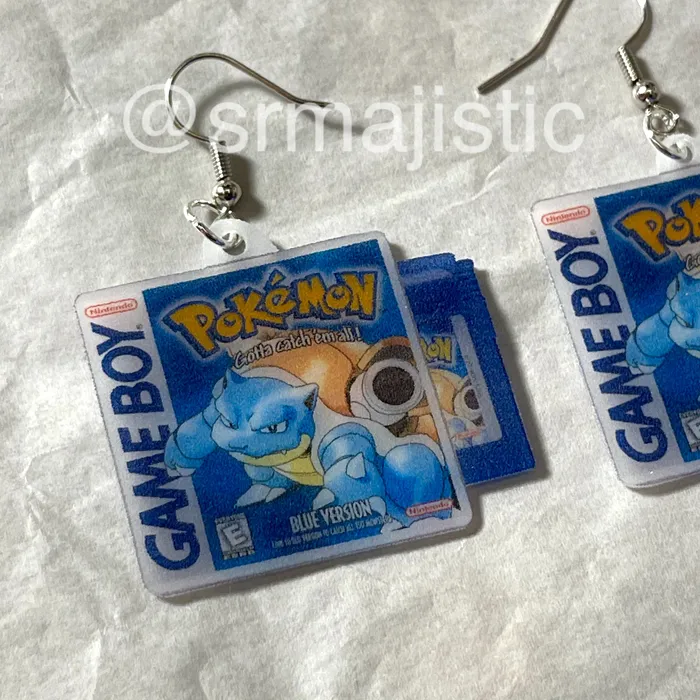 Earrings Sam Makes Things READY TO SHIP Pokmon Blue Red and Yellow Game Boy Game 2D detailed Handmade Earrings