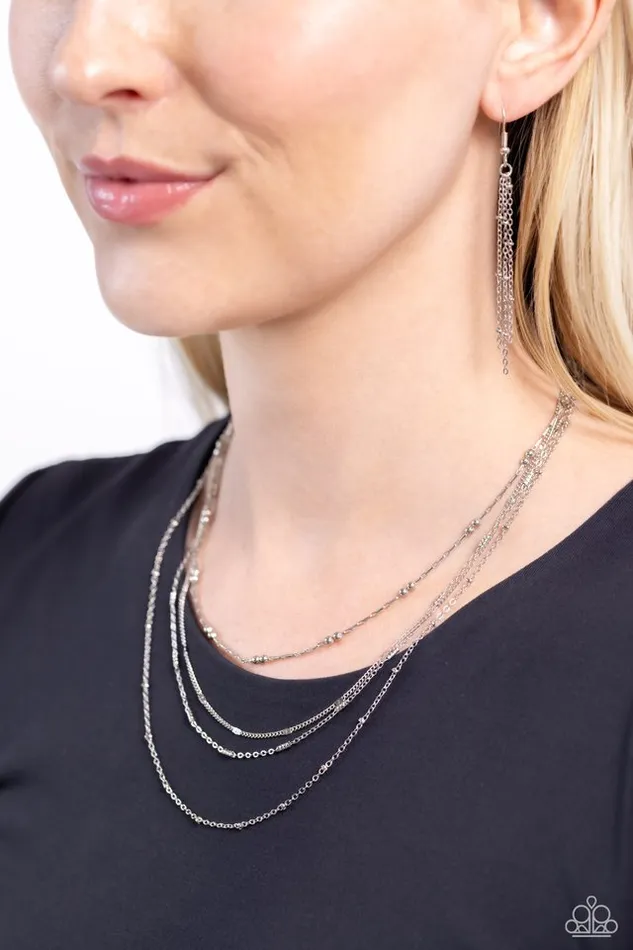 Necklaces Paparazzi Jewelry Paparazzi Necklace Studded Shimmer Silver