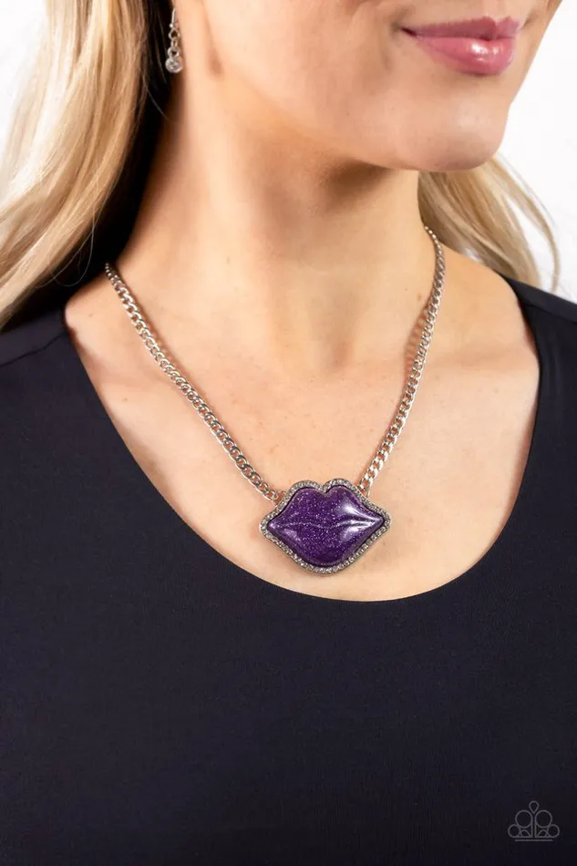 Necklaces Paparazzi Necklace Lip Locked Purple Paparazzi Jewelry
