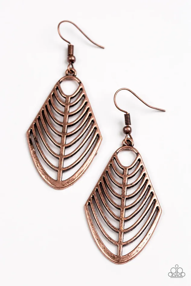 Paparazzi Earring Right On TRACKER Copper Paparazzi Jewelry Earrings