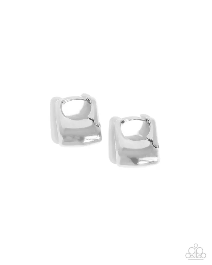Paparazzi Earring Square Symmetry Silver Paparazzi Jewelry Earrings
