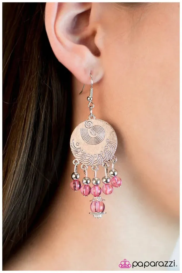 Paparazzi Jewelry Earrings Paparazzi Earring Spinning My Wheels Pink