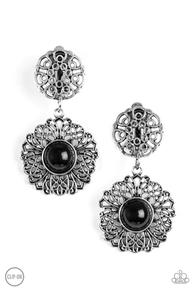 Paparazzi Jewelry Earrings Paparazzi Earring Venetian Veranda Black ClipOn