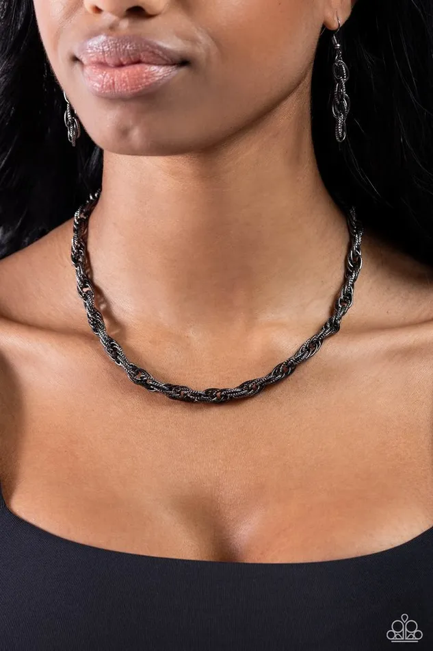 Paparazzi Jewelry Necklaces Paparazzi Necklace Braided Ballad Black