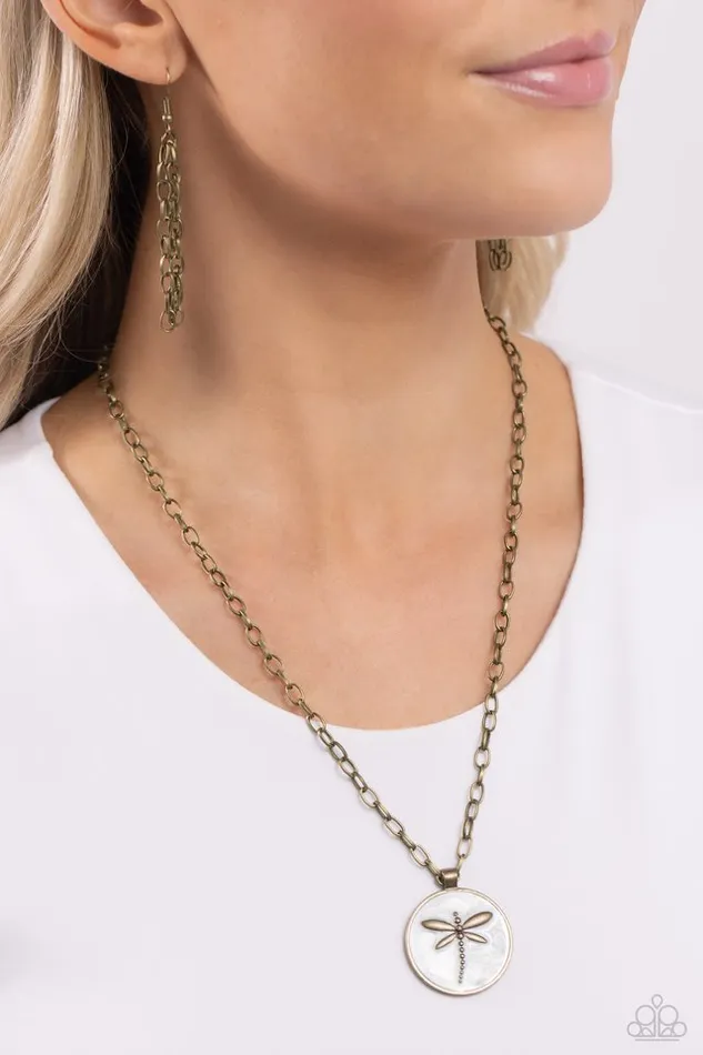 Paparazzi Jewelry Necklaces Paparazzi Necklace Decorative Dragonfly Brass