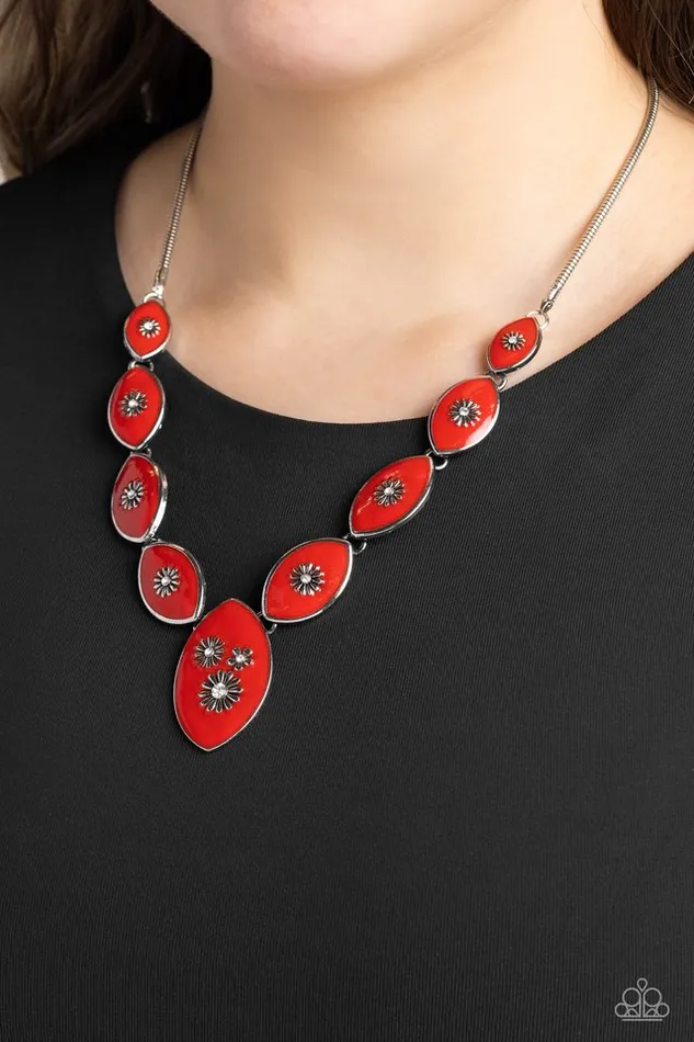 Paparazzi Jewelry Necklaces Paparazzi Necklace Pressed Flowers Red