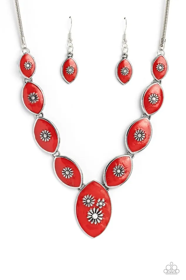Paparazzi Jewelry Necklaces Paparazzi Necklace Pressed Flowers Red