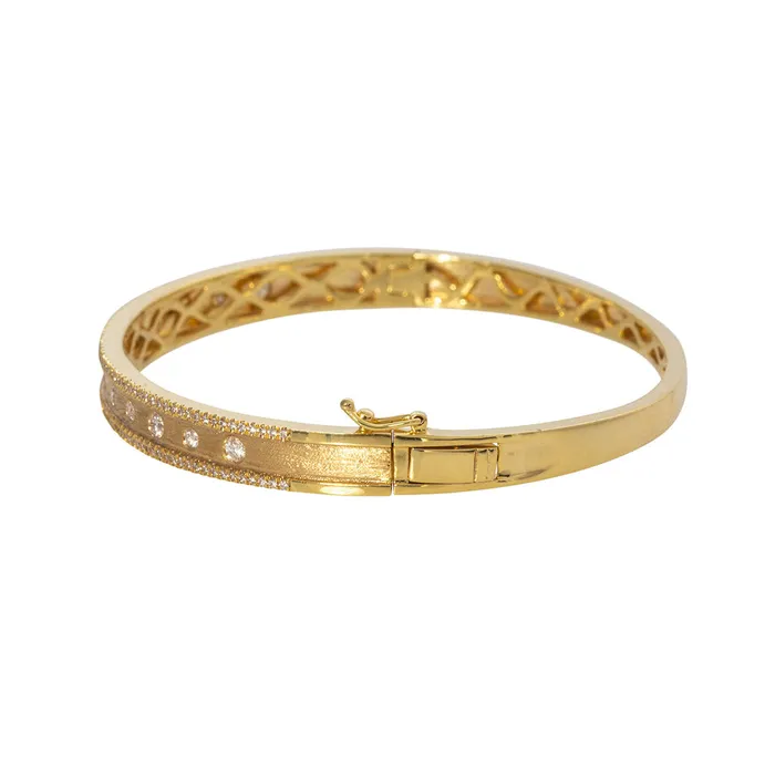 PreStyled Sets Croghans Diamond Satin Finish Halfway 14K Yellow Gold Bangle