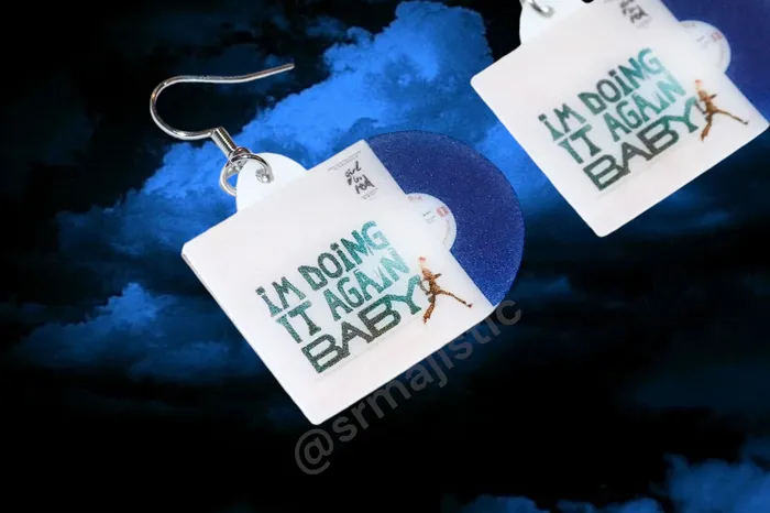 Sam Makes Things Earrings Girl in Red Im Doing it Again Baby Vinyl Album Handmade Earrings