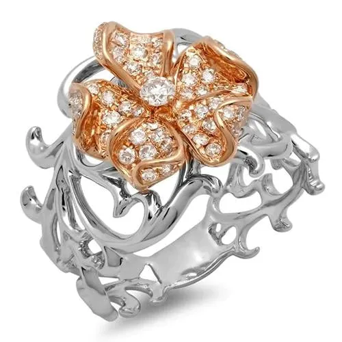 Art Nouveau Jewelry New Natural Earth Mined Diamond Engagement Fancy Ring Two Tone Gold GB Rings